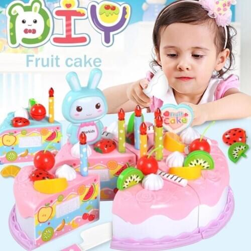 1 Set DIY Cake Toy Kitchen Food Pretend Play Cutting Fruit Birthday Toys for Children Chef Role Education Toys Christmas Gifts