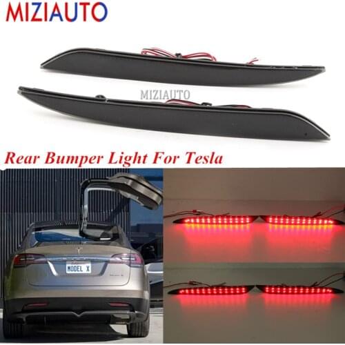 1 Pair Led Rear Bumper Light For Tesla Model 3 S X 2012-2020 Reflector Light Driving Brake Lamp Rear Tail Light Fog Lamp