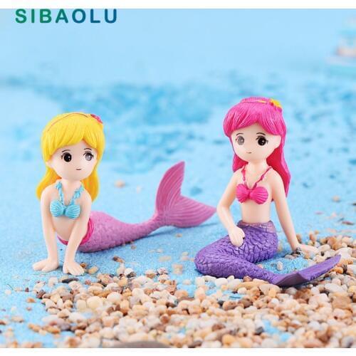 1pc Mermaid Model Fish Tail Girls figurine cartoon character fairy garden home miniature ornament desk decoration DIY accessory