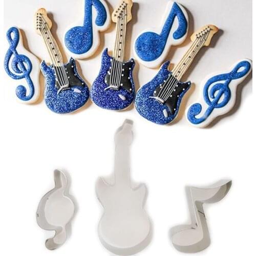 1pcs patisserie reposteria Music Guitar Moldes Metal Cookie Cutters Fondant Cake Decor Tools Cupcake Toppers Biscuit Mould Bake