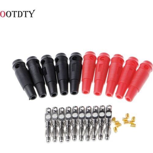 10 Pcs Red Black 4mm Solderless Side Stackable Banana Plug Terminals Connectors