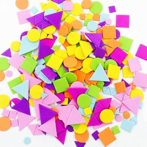 150/300Pcs Foam Stickers Geometry Puzzle Self-Adhesive EVA Stickers Children Kids Education DIY Montessori Toys For Making Gift