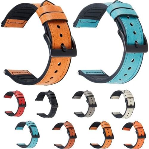 20mm 22mm Smart Watches Band Silicone Leather Strap Quick Release Strap Leather for Huawei GT2 Pro Smart Watch