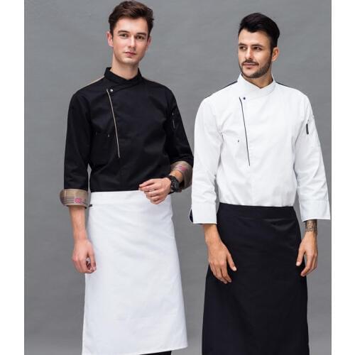 2018 New Chef Uniform Fall/Winter Hotel Cook Workwear Men and Women Unisex Long Sleeve Whites Jacket Resturant Jacket Sale