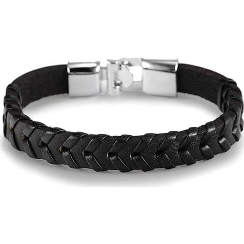 2020 hot sale European and American punk hand woven leather bracelet alloy leather mens jewelry