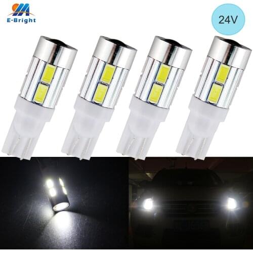 4PCS 24V T10 W5W 2825 158 Light Bulbs Side Marker Trunk Lights 194 168 For Car Trucks Courtesy License Plate Lamp 5630 10 SMD