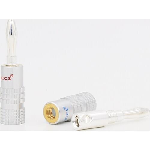 4pcs hi-end Pailiccs Silver Plated Banana plug hifi banana jack for speaker cable