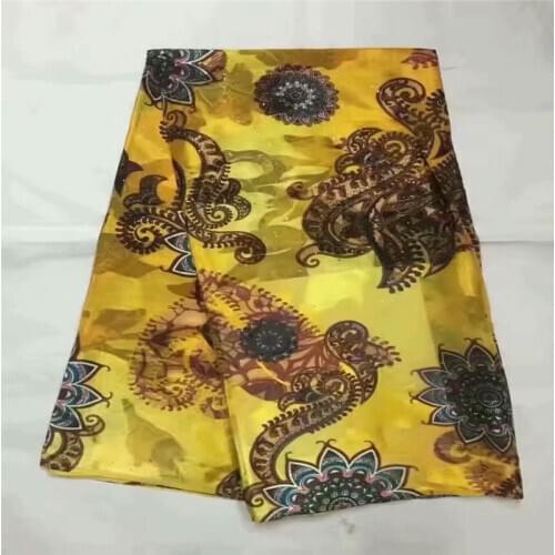 5 Yards Latest Fashion Design African Soft Silk Fabric For Garment Neat Embroidery On The Material Silk Fabric ! LXFN11161