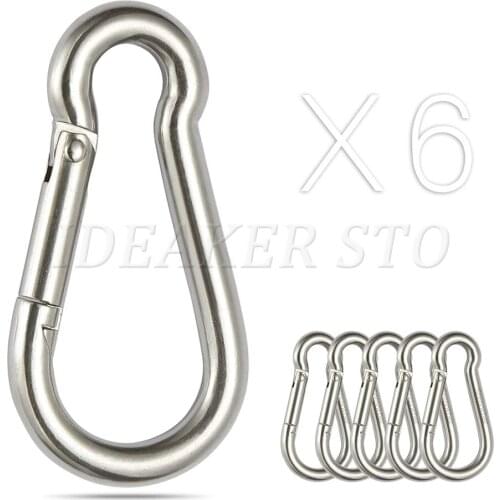 6Pcs M4 M5 M6 M7 M8 304 Stainless Steel Spring Snap Hook for Camping Hiking Outdoor Gym Dog Leash & Harness