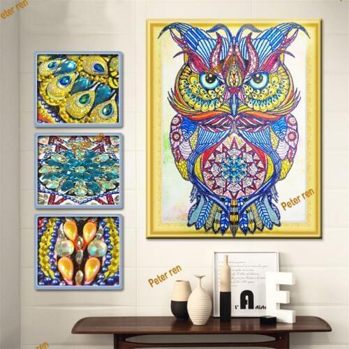 Diamond painting e-commerce special-shaped manufacturers supply animal owl tiling stone embroidered cross-stitch Diamond mosaic