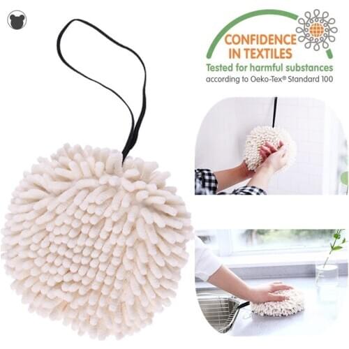 Bacteriostatic Wipe Hand Towel Ball Kitchen Soft Plush Chenille Hanging towel for Hands Super Absorbent White Towels For Child