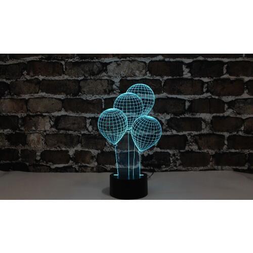 Free Shipping, YJM-2813, Amazing3D Illusional Night Light, 3D Colorful Ballon Shape