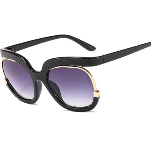 Oversize Half frame Sunglasses Women Square Big Frame Ladies Shades Luxury Black Sun Glasses Female UV400