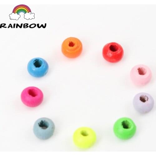 Mixed Fluorescent Colors Natural Wooden Material Round Ball Shape Spacer Beads For Jewelry Making DIY 4mm 1000Pcs