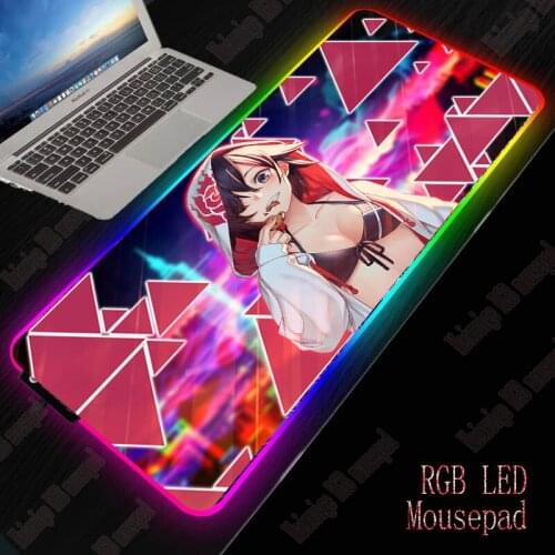 Colorful Anime Girl Custom Gaming Large Anime Mousepad RGB Computer Mouse Pad Gamer Mause Pad LED Backlit Mat Keyboard Desk Mat
