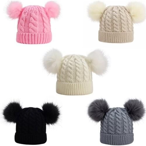 Baby Stuff Pompom Hat Winter Knitted Kids Baby Girl Hat Warm Children Infant Beanie Cap Bonnet