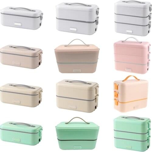 J0PE Electric Lunch Box Capacity 1.1-1.2L w/ Stainless Steel Bowl Single/Double/Triple Layer Porable for Students Office