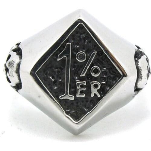 Hot 316L Stainless Steel Sliver Biker 1%er Ring Mens Motorcycle Biker Band Party Ring