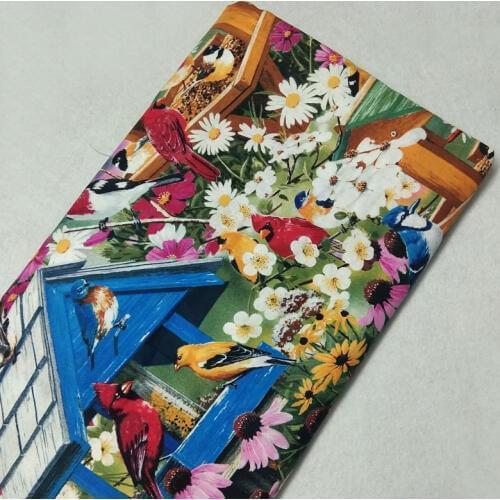 Vivid Colorful Flower Birds Printed Cotton Fabric 50x105cm Floral Fabric Patchwork for Cloth Dress Party Home Decoration