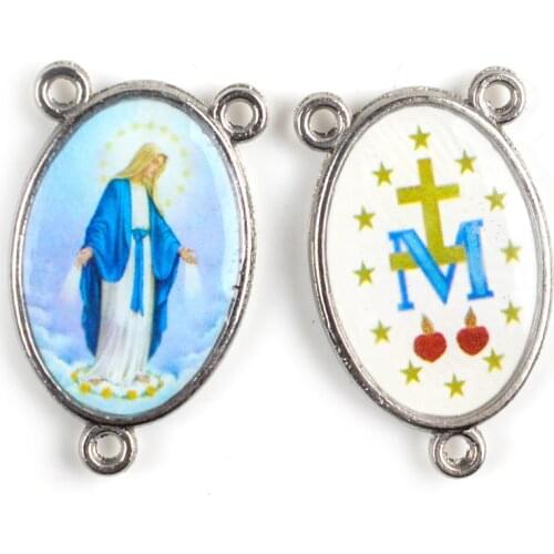 Catholic Rosary Centers Two Side Different Image Religious 3 Holes Connector Accessory Alloy Medal