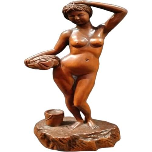 Boxwood carvings like the living room decoration Home Furnishing wood carving crafts bathing nude figure beauty