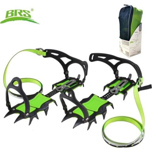 BRS 14 Teeth Claws Crampons Shoes Ice Crampons Snow Non slip Cover Ice Gripper Professional Manganese Steel Outdoor Hiking Climb