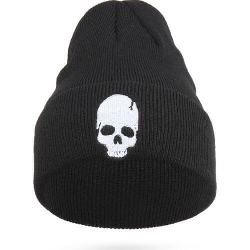 Cool Embroidery Skull Head Beanies For Men Winter Cap Womens Acrylic Black Skiing Hat Stretch Hip-Hop Skullies Warm Hats Male