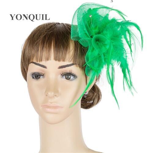 Fancy Color Crinoline Fascinator Headwear Feather Colorful Mesh Occasion Show Hair Accessories Red Millinery Cocktail Hat MYQ047