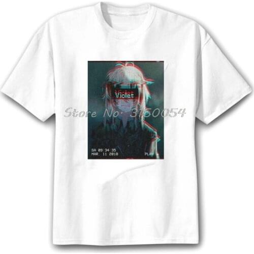 Violet Anime Print Unisex Harajuku Summer Men Tshirt Casual Tee Kawaii Original Comic Cotton T-shirt Anime Tees T Shirt