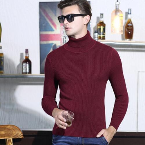 High Quality Winter Sweater Men Knitwear Pullover Slim Turtleneck Brand Mens Clothing Sweaters Striped Thin Male Sweater Pull