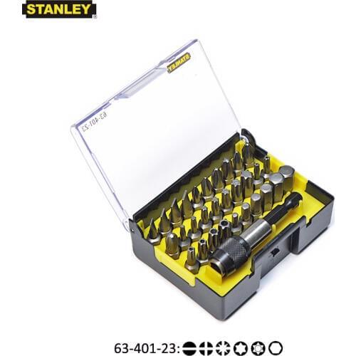 Stanley 31pcs 1/4" hex shank 25mm screwdriver bit set with quick release magnet bit holder magnetic 60mm phillips pozi torx etc