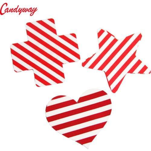 Candiway Sexy Red White Stripe Disposable Self Adhesive Nipple Stickers Petals Covers Breasts Erotic Toys For Couple (3 Styles)