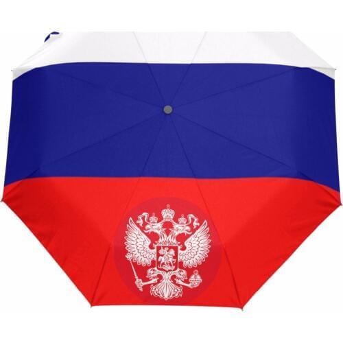 Newest Three Folding Umbrella Rain Women Russia Flag Printed Sun Umbrella UV Umbrellas Waterproof Portable Umbrella Men