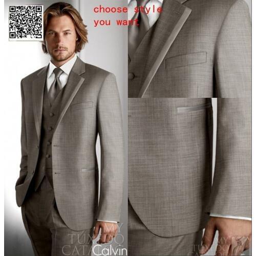 New 2018 Excellent suits Light gray Groom Tuxedos Wedding Mens Suits /bridegroom tuxedos/prom suit(jacket+pants+waistcoat+tie)
