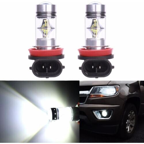 Pair 100W H11 H8 H9 H16LL 6500k Super White 4300K Yellow 1000K Ice Blue H11 H8 Fog Lights 2323 LED Projector Driving Light Bulbs