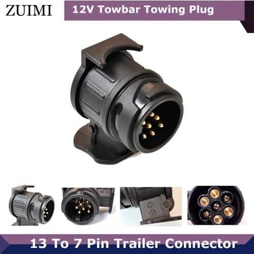 Durable 13 To 7 Pin Plug Adapter Trailer Connector 12V Towbar Towing Waterproof Plugs Socket Adapter Protect Connections New