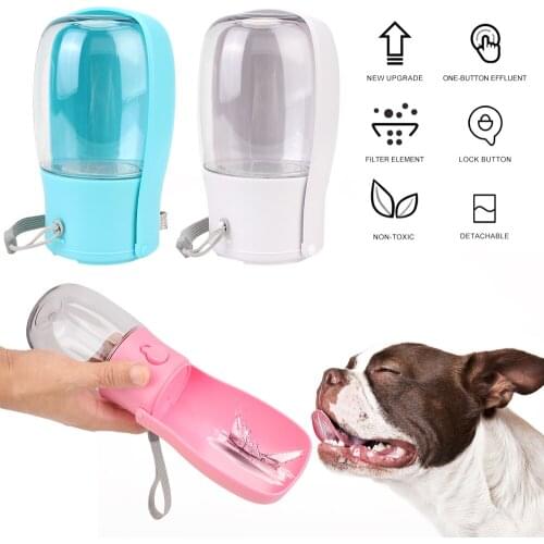 Outdoor Walking Travel Drink Cup 280 ml/10 OZ Pet Water Dispenser Feeder Gourd Bottle Bowl Drinker Foldable Carbon Filter