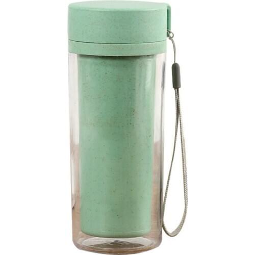 Wheat Straw Double Layer Transparent Maixiang Cup Gift Promotional Water Bottles Environmentally Friendly Plastic Cup