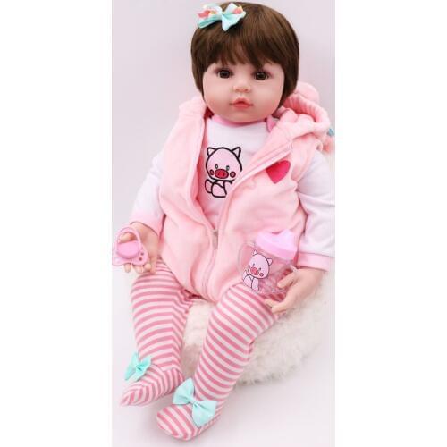 47CM lifelike reborn toddler bebe doll reborn baby girl soft silicone vinyl stuffed body Christmas surprice gifts doll