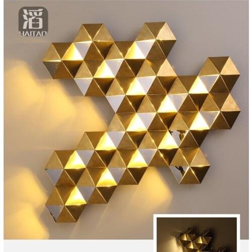 Luxury Honeycomb Nest Design Gold Lustre Led Wall Lamp Mirror Steel Luminaria Wall Scones Hotel Mall Led Lighting Lamparas