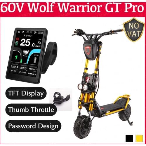 Kaabo Wolf Warrior GT Pro Electric Scooter Black Color 60V 35Ah 2000Wx2 Sine Wave TFT Display Controller LG Samsung Battery