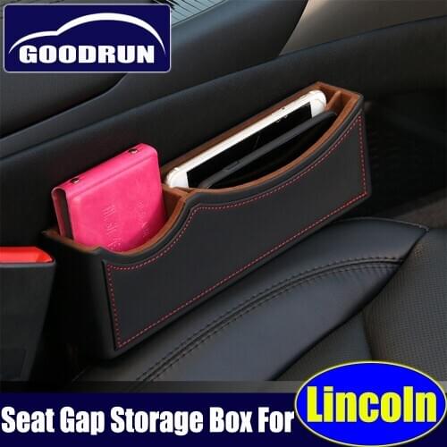 Seat gap storage box for Lincoln series multifunctional car back front seat crevice gap filler organizer auto leather