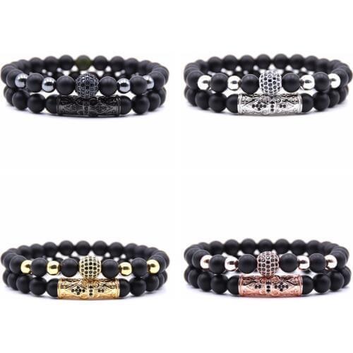ASHMITA 8mm beads bracelets & bangles for women jewelry Men Women Best Friend bracelet Lava stone 2019