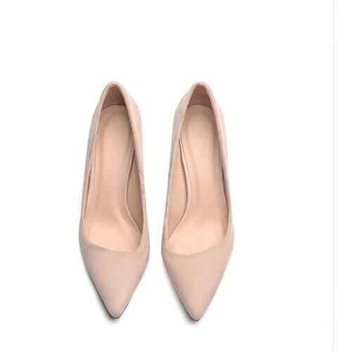 Asakuchi Suede Women Pumps Heels Shoes Nude Pointed Toe Sexy High Heel Shoes Stiletto Ladies Plus Size 33-42