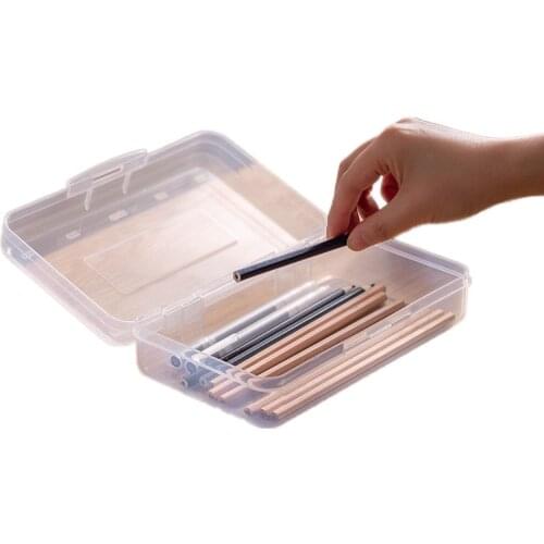 1pcs Fashion Plastic Transparent Pencil Case For Kids Cute Simple High Capacity Stationery Box Creative Office School Supplies