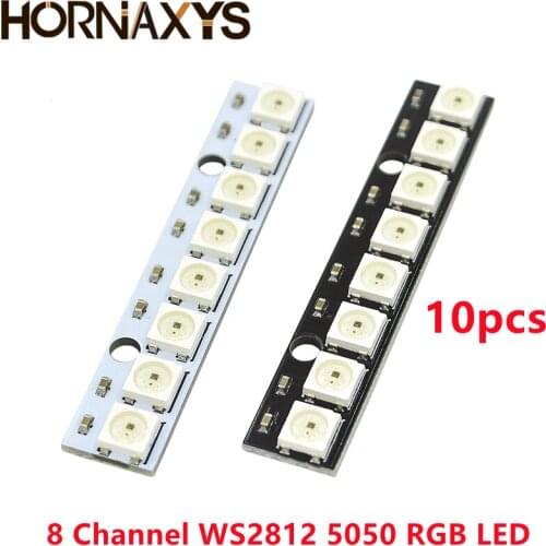 10pcs SAMIORE 8Bits 8 Channel WS2812b 5050 RGB LED Lights Built-in Full Color-Driven Development Board