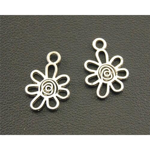 10pcs Silver Color flower Charm DIYjewelry findings components charms 17x12mm A1303