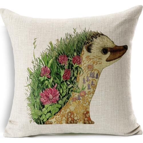 14 Styles Animal Cushion Cover Dog Cat Owl Bird Fox Lion Hedgehog Printed Decorative Pillowcases for Sofa Car Housse De Coussin