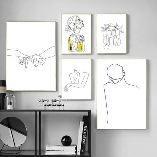 21*30cm Abstract Lady Line Canvas Painting Nordic Wall Art Figure Body Posters And Prints Modern Minimalist Living Room Decor