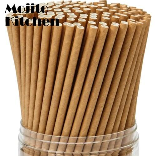 50pcs Eco Friendly Vintage Kraft Paper Straws Wedding Favors Drinking Kids Birthday Party Decoration Event Supplies